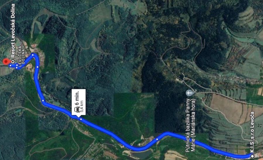 Trasa do lyžiarrskeho strediska Levočská dolina